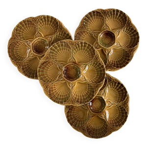 4 assiettes à huitres - barbotine sarreguemines