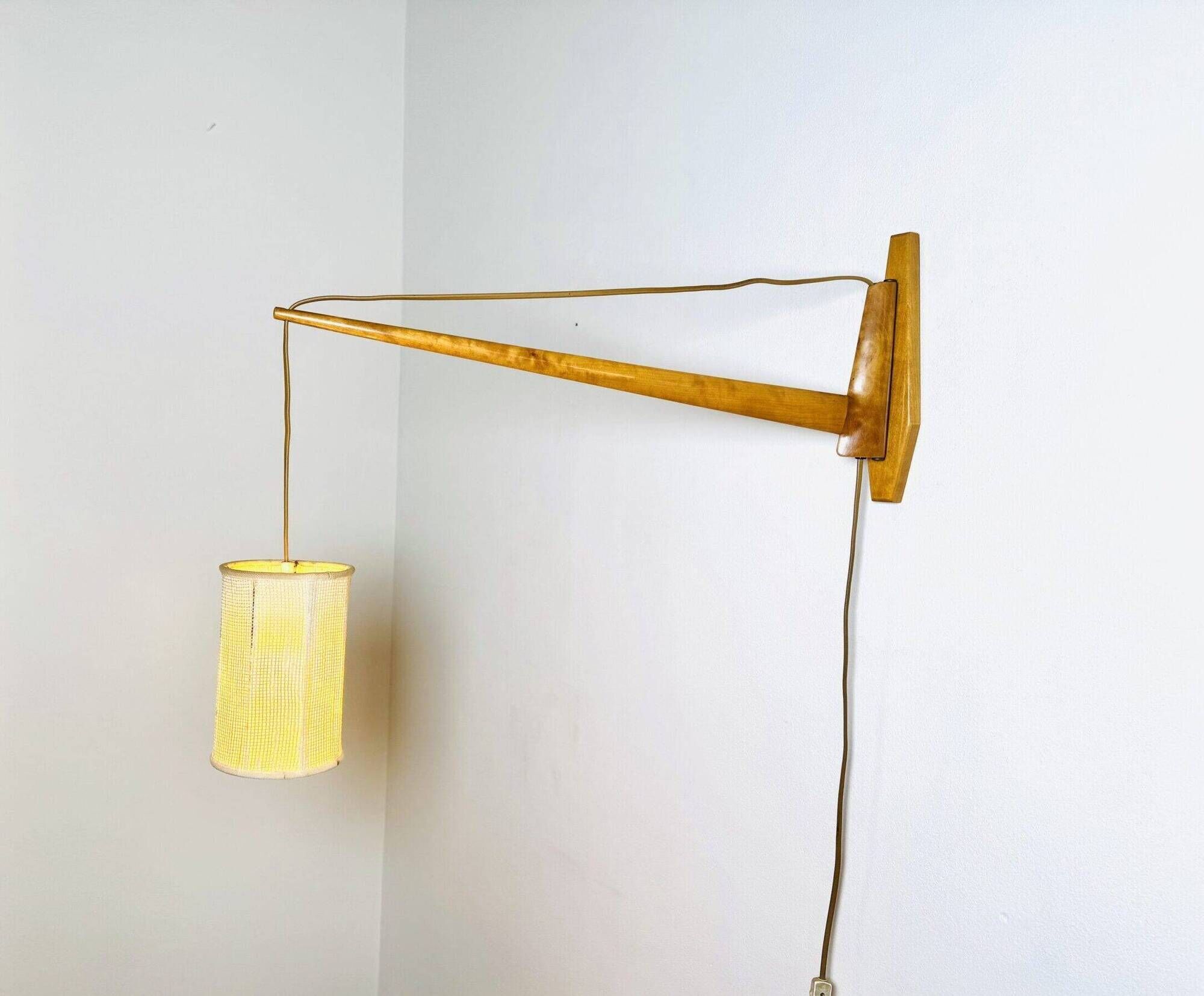 Large Rosewood Swivel-Arm Wall Lamp, Sweden 1950S