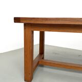 Large modernist farmhouse table in solid beech, thick dowelled top.