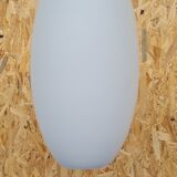 Oval pendant light in white opaline 1960