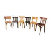 Baumann and Mahieu set of 6 mismatched bistro chairs