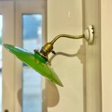 Swan neck wall light in brass and enamel