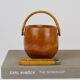 Carl Aubock sugar bowl & tongs, walnut, nickel, cane, no. 3536, 1940s