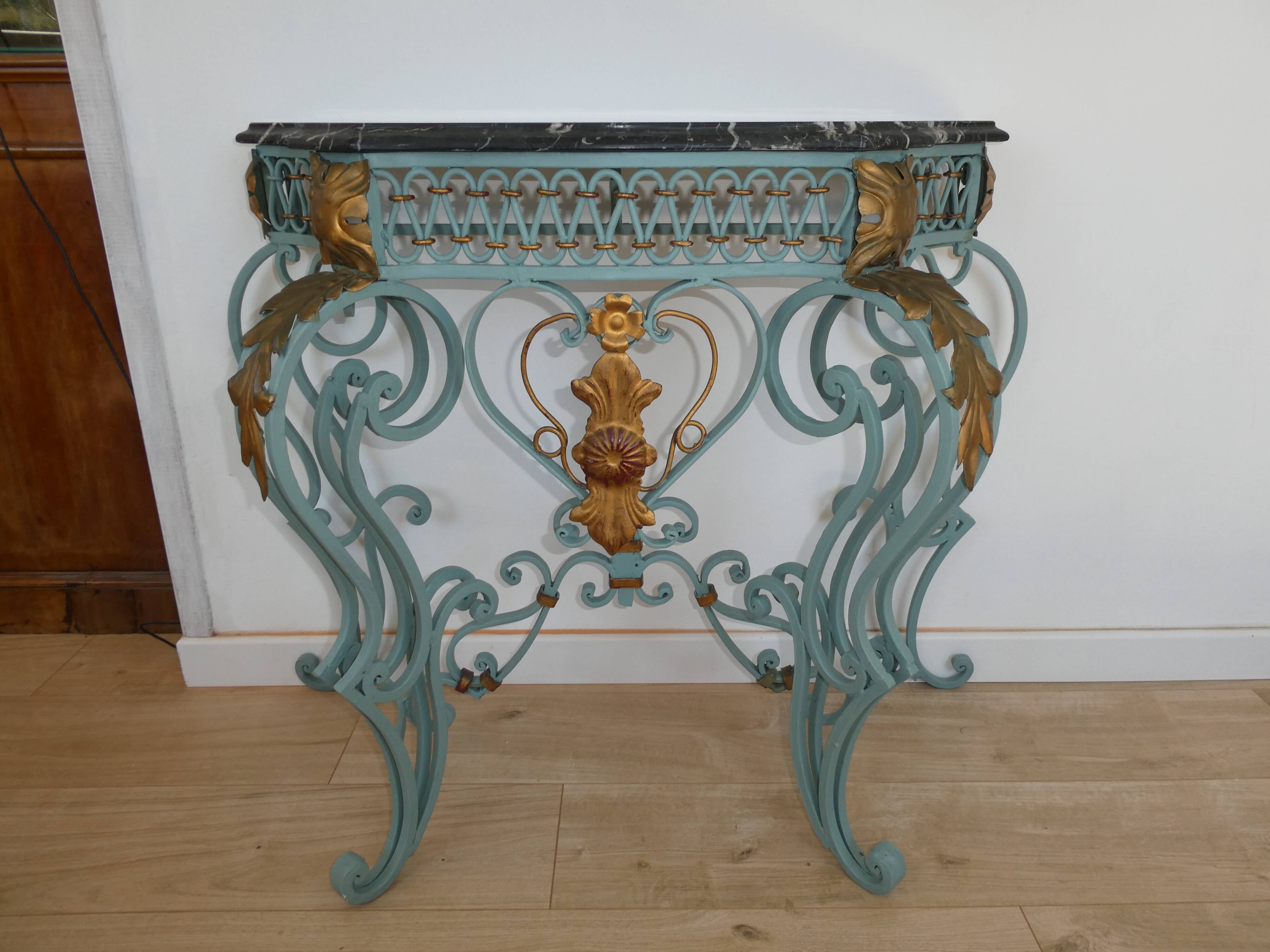Magnificent Louis XV style iron and marble console