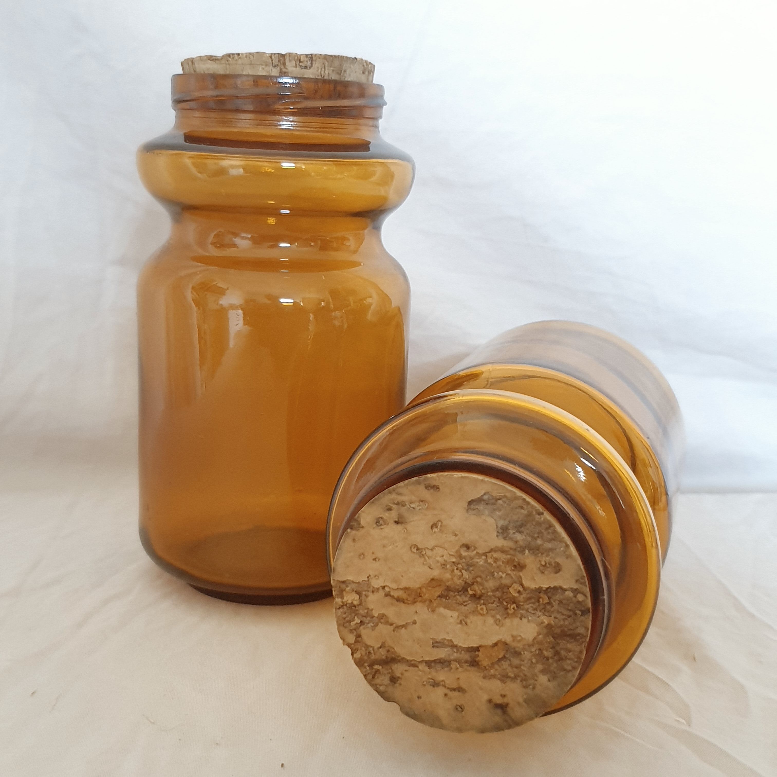 Glass jars with cork lid