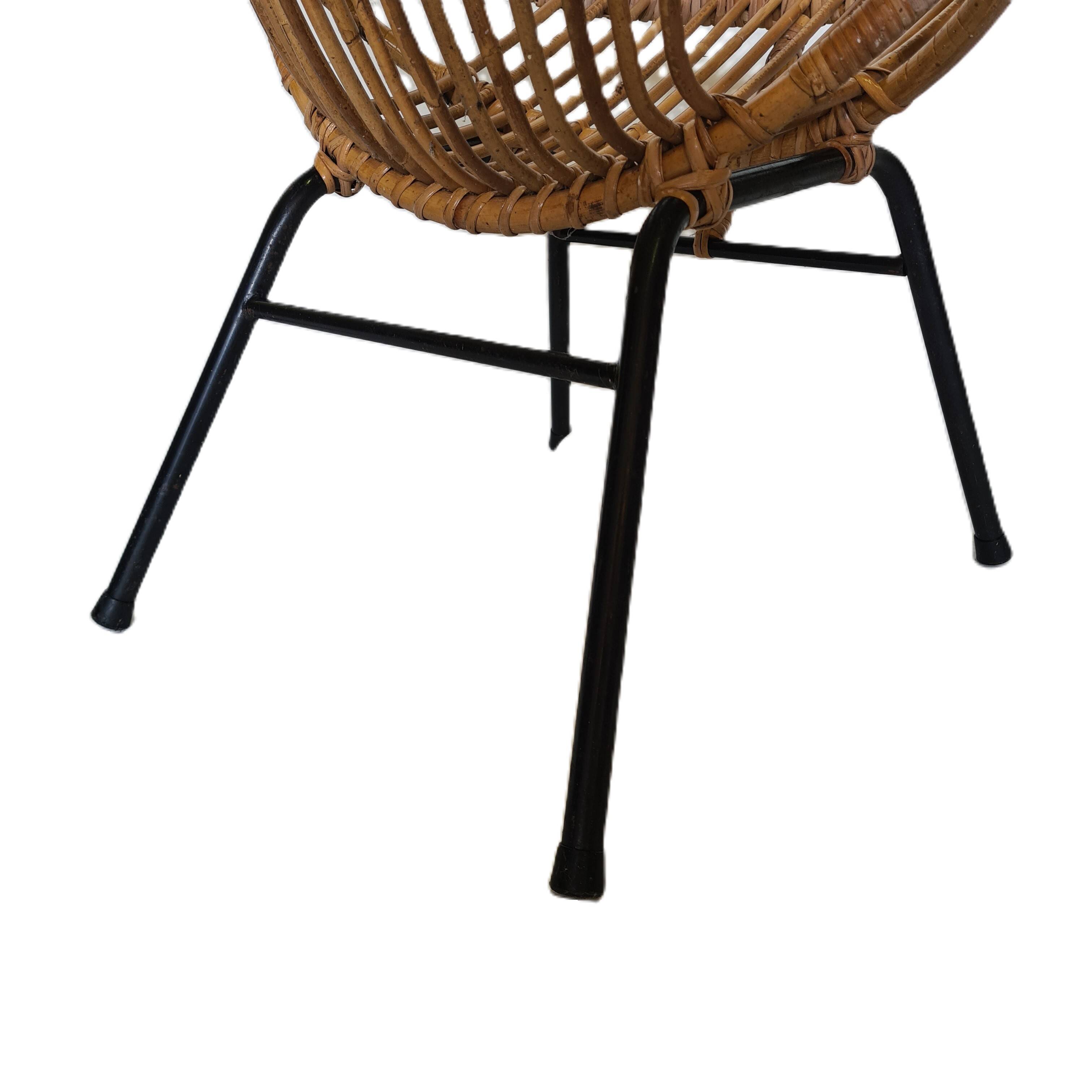 Rohe Noordwolde Rattan Bucket Chair, 1960s