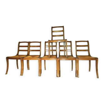 6 old straw chairs