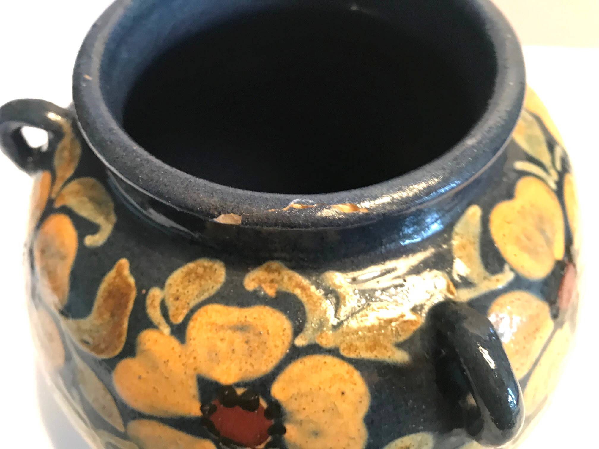 Glazed ceramic round vase Léon Elchinger