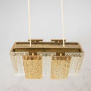 Orrefors ceiling light in glass and brass, Sweden, 1960