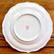 6 old flat table plates, Gien earthenware, pink landscape model.