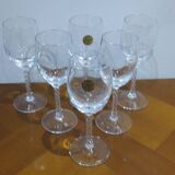 Very Beautiful Box of 6 Fleury Port or Aperitif Glasses in Arques Crystal