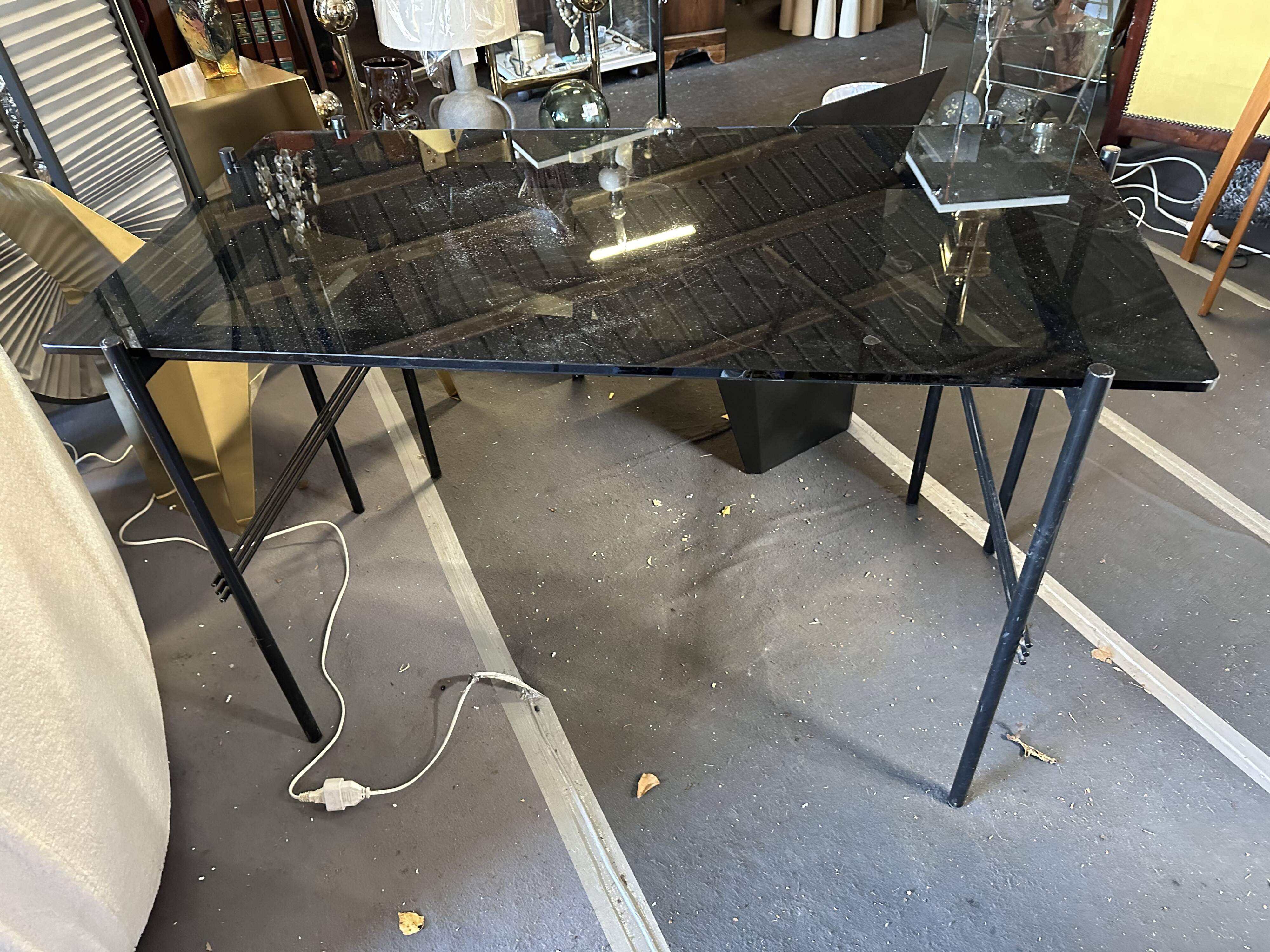 Metal and tinted glass desk
