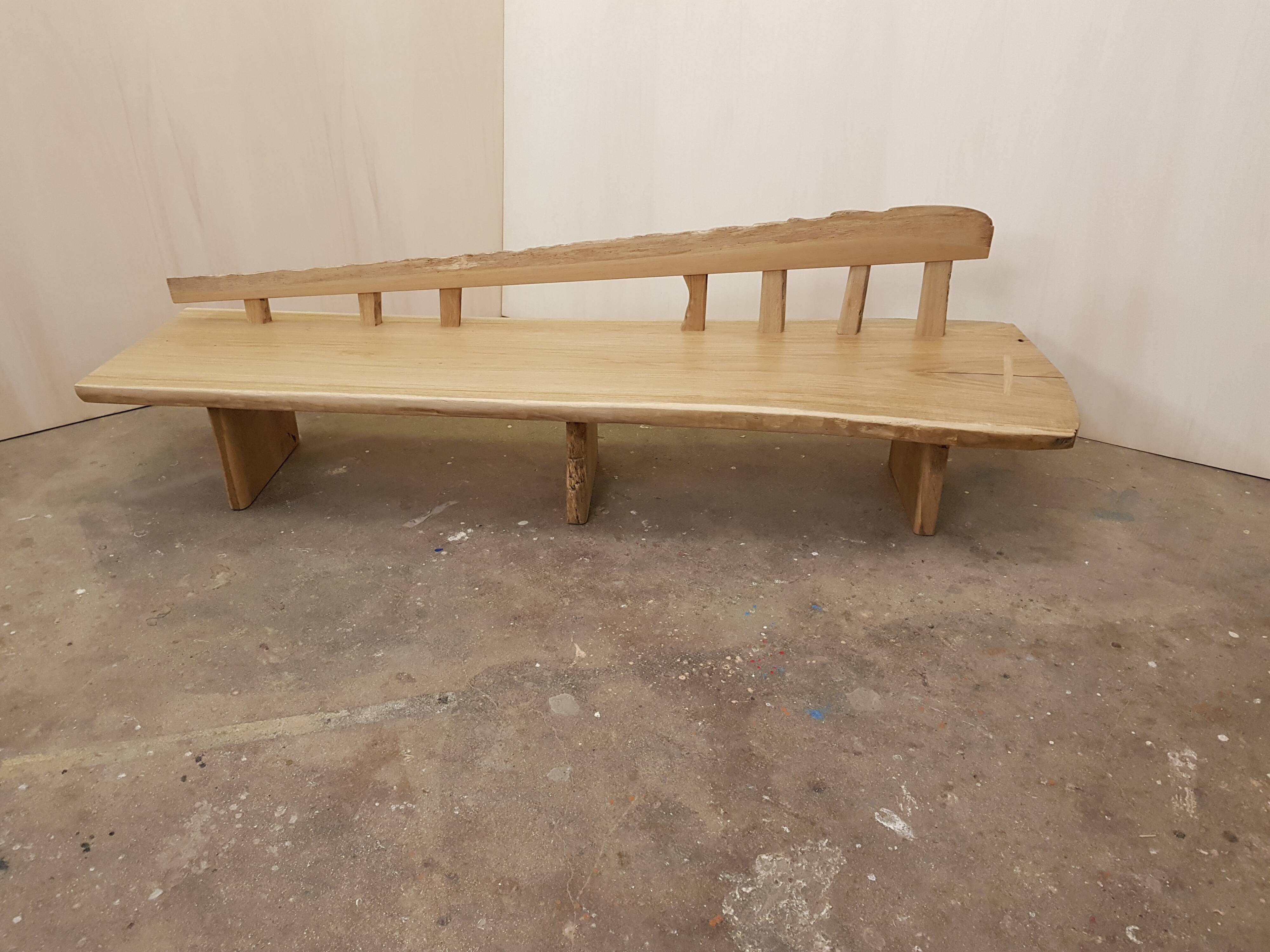 Solid wood bench