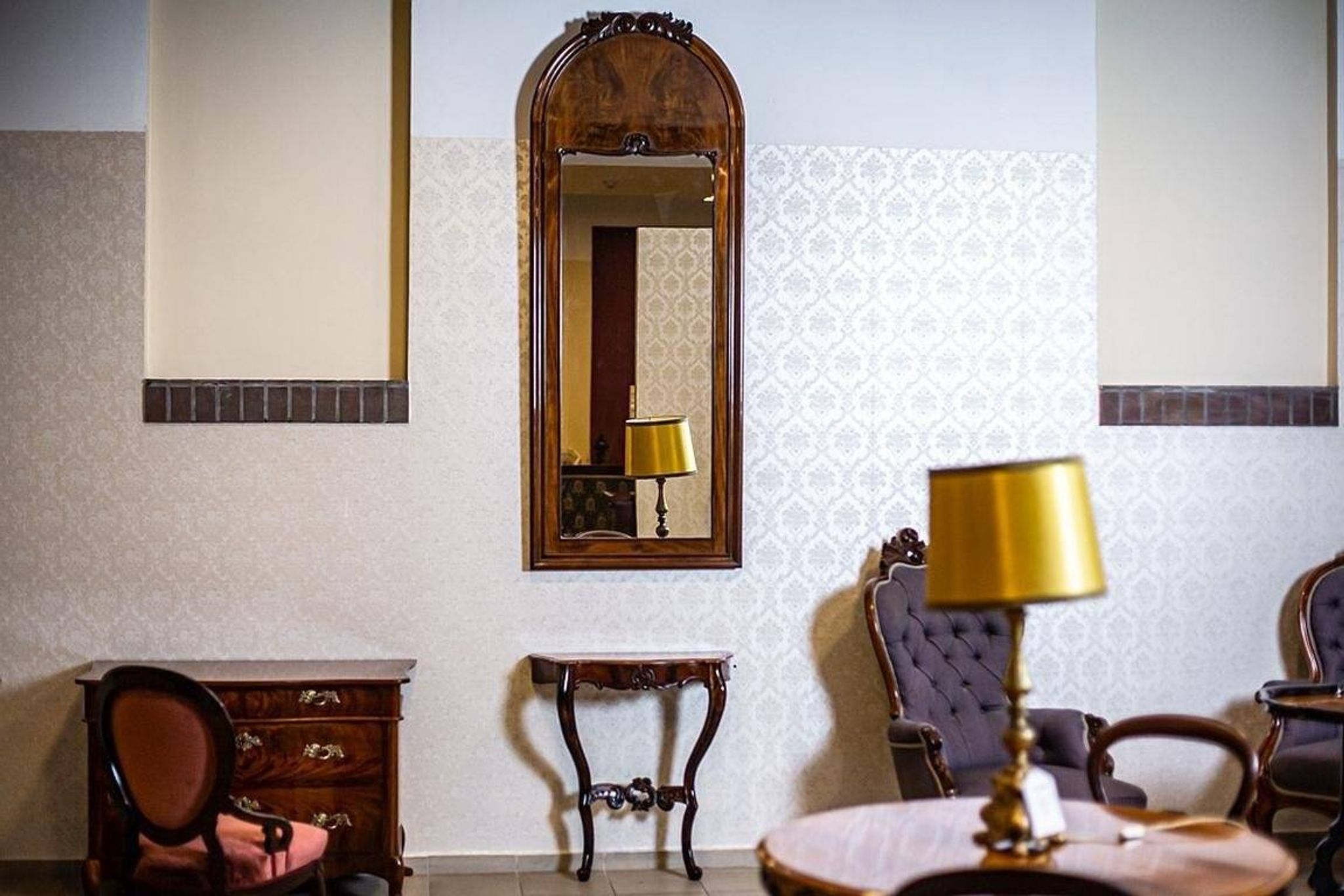 Set of Antique Louis Philippe Mirror and Console Table, 1890s