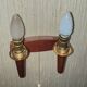 Pair of Scandinavian teak wall lamps with 2 burners 1960