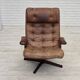 1960s, Scandinavian swivel armchair, brown furniture leather.