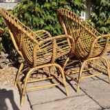 rattan and bamboo lounge set, Italy, 1960s, attributed to Franco Albini