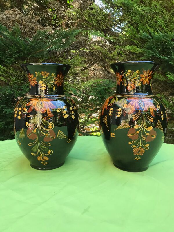 Paire de vases vintage en grès de Savoie