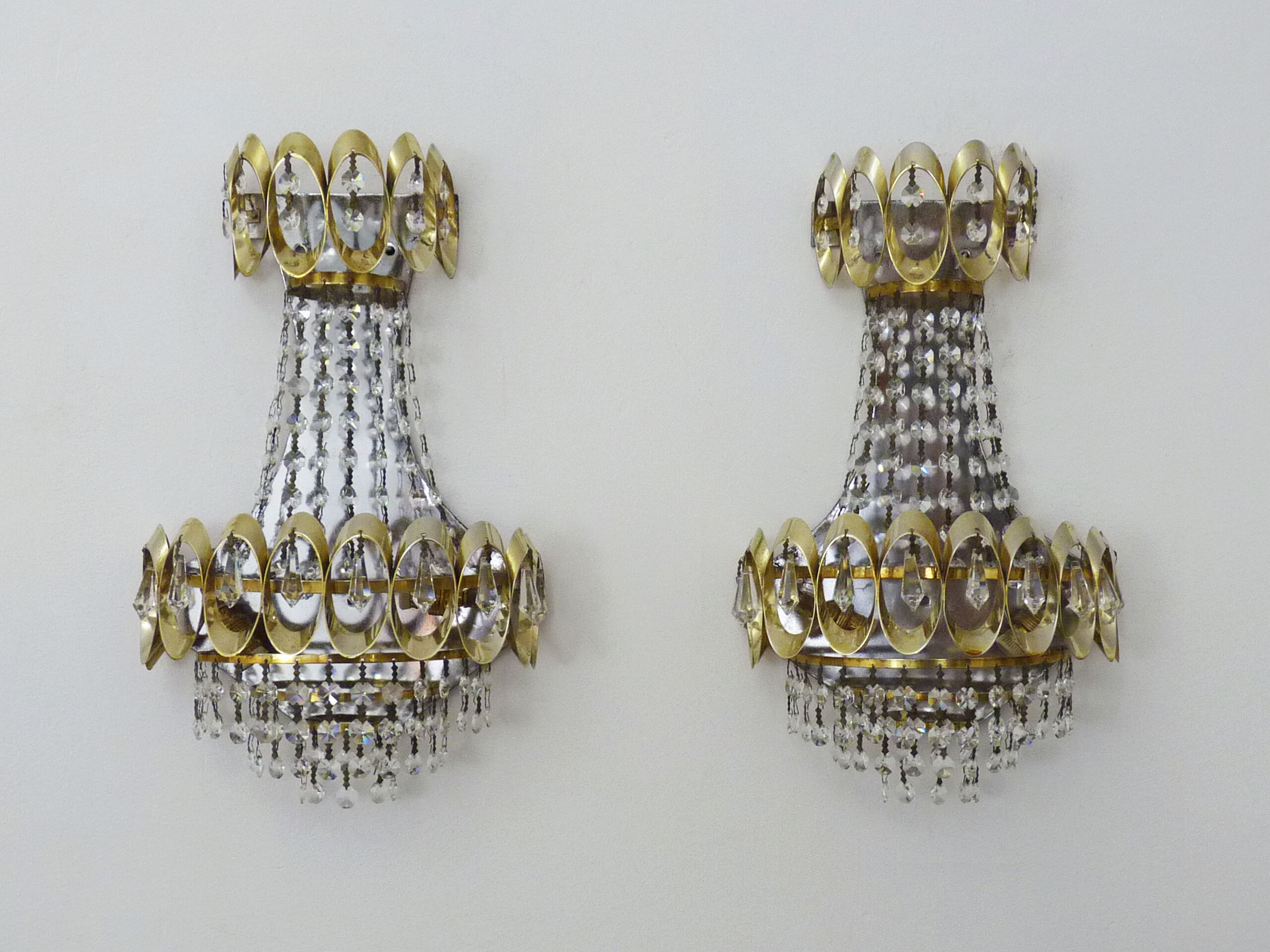 Pair of double hot air balloon wall sconces, 60s