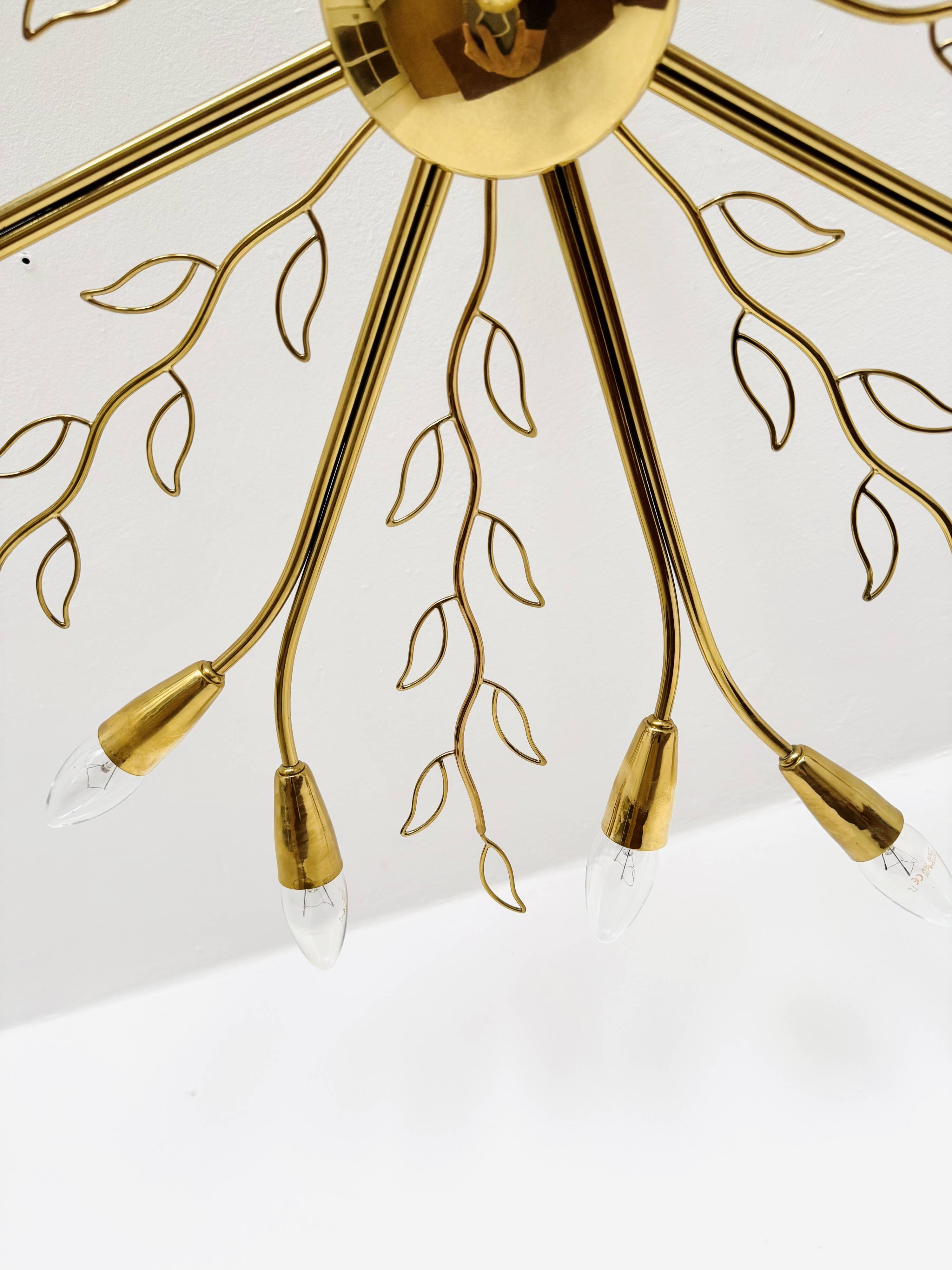 Large Austrian Brass Chandelier by Rupert Nikoll
