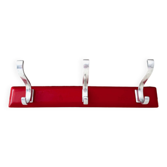 Vintage coat rack, coat hooks, red coat rack, towel holder