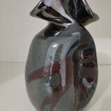 Signed enameled vase with asymmetrical free form