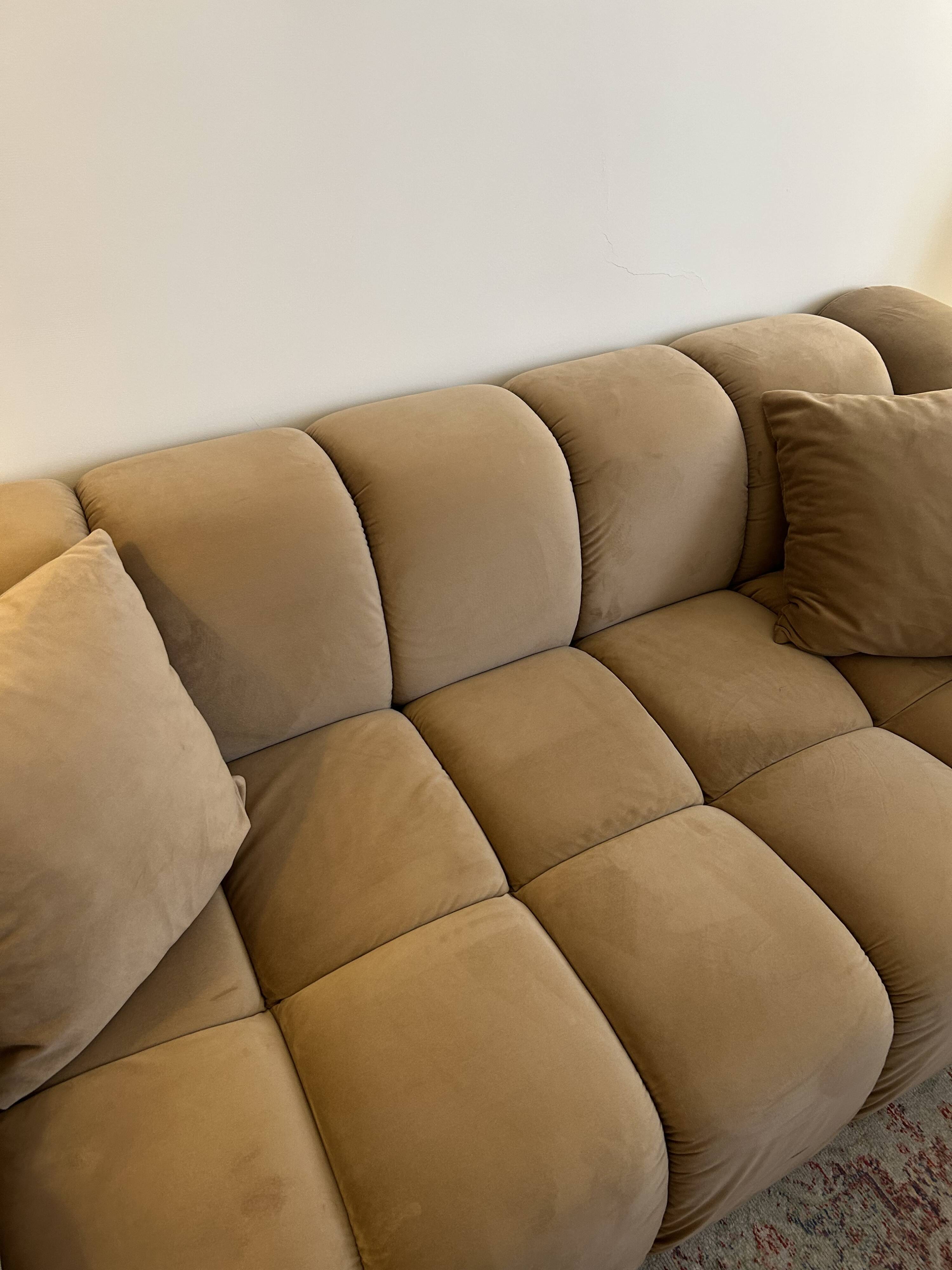 Canapé Windsor & Co en velours taupe/beige - excellent état