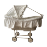 Alsatian white cradle in vintage wicker