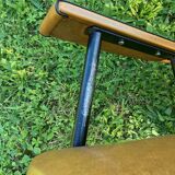 Rare light brown leatherette armchair, by "Colette Gueden", designer from the 50s
