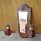 Vintage wooden wall light, wall light with art deco mirror