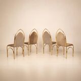 Chaises en daim et laiton 1970 Manufacture italienne
