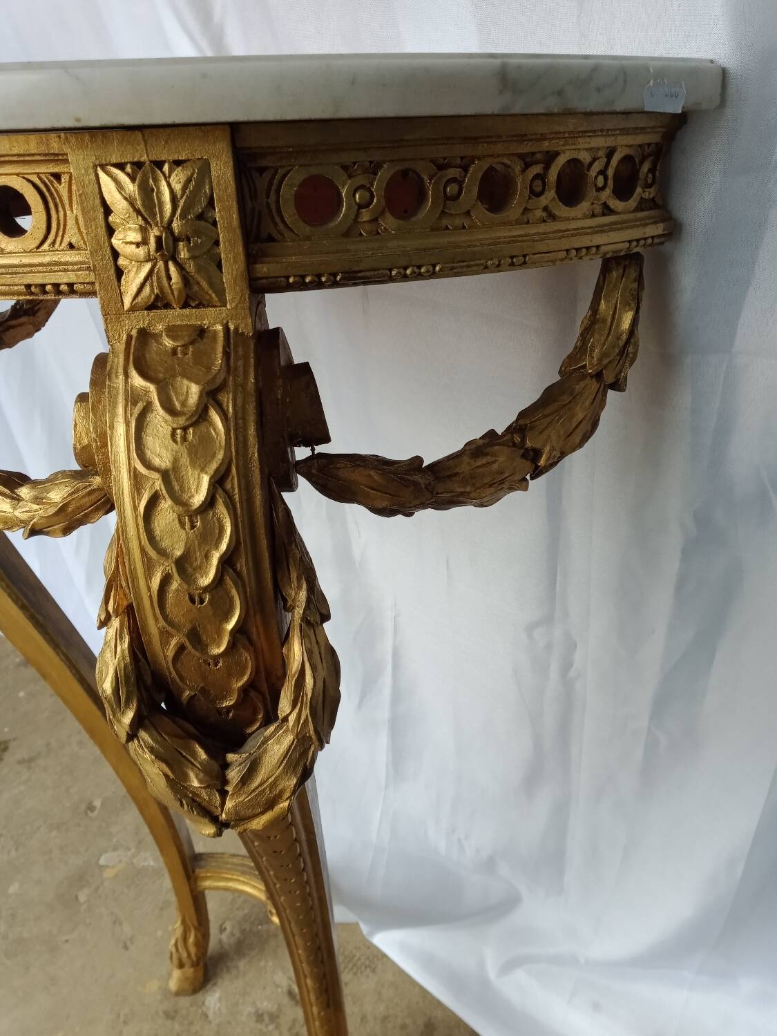 Louis XVI style console in gilded wood