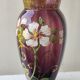 Vase en verre violet émaillé fleurs legras