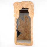 Large rattan leaf pattern mirror