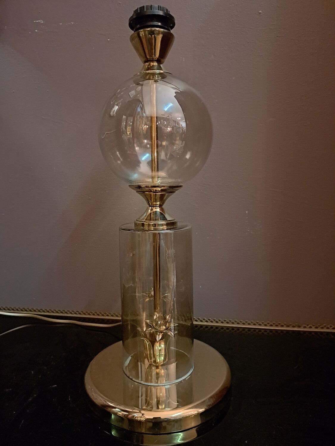 Lampe See Delmas en laiton et verre