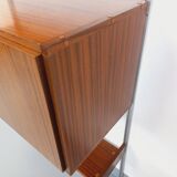 Wall shelf library with vintage ARP Minvielle secretary bar