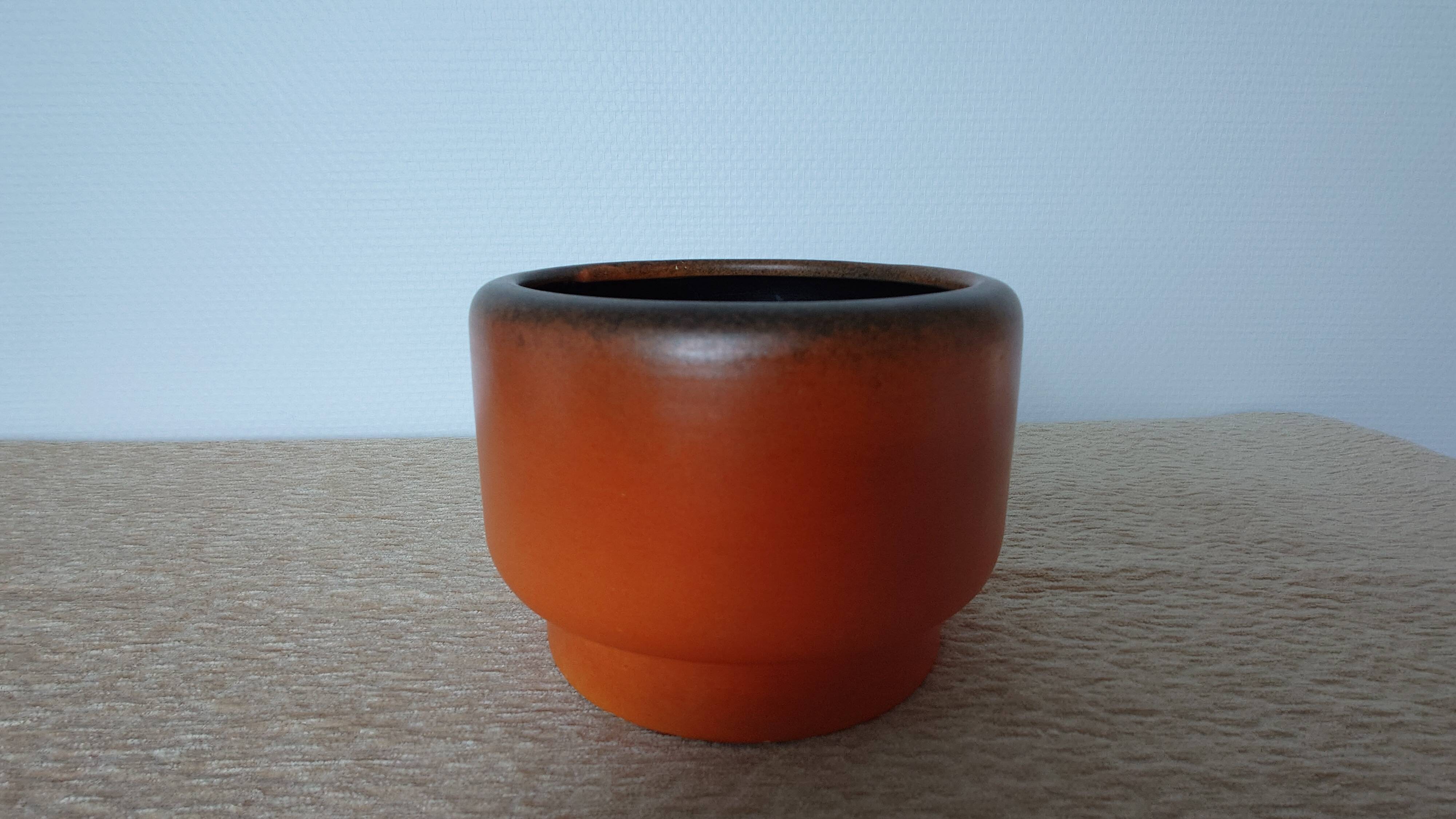 Enamelled vase signed André Jean Doucin – vintage modernist piece – France