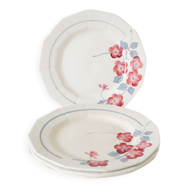 Lot de 4 assiettes à dessert St Amand, modèle Printemps, 1950