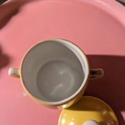 6 petits pots de crème en porcelaine de limoges avec plateau