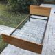 Bed in blond wood and feet 1950 vintage metal - 1 person