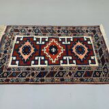 Tapis kazak turc vintage oriental 160x94 cm tribal petit tapis, rouge et bleu