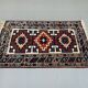 Vintage turkish kazak rug oriental 160x94 cm tribal small carpet, red and blue