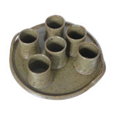 Sandstone coffee set: 6 cups and tray