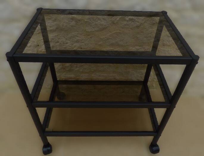 Erard design brand modern serving table with glass shelves and aluminum structure