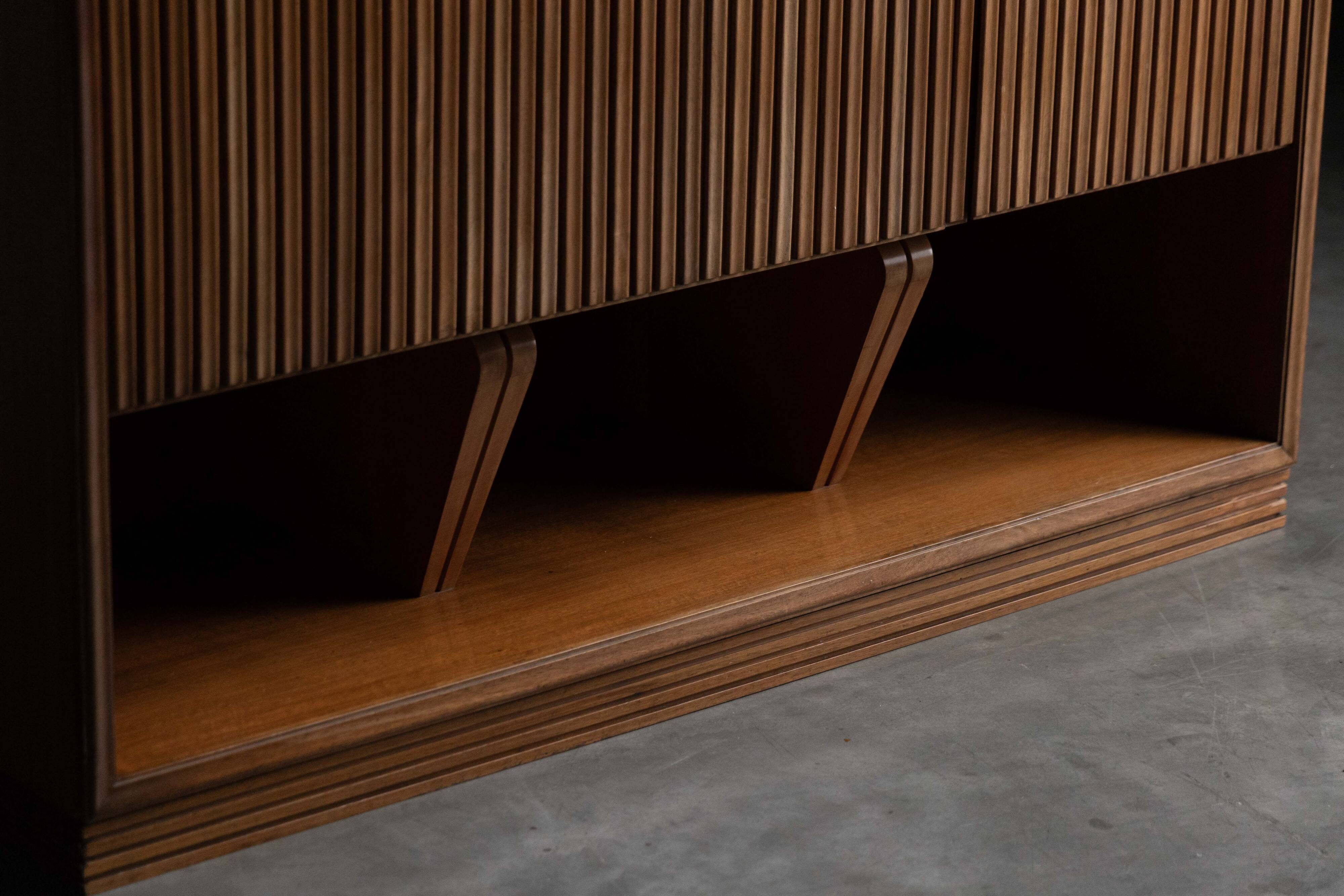 Modernist slatted credenza, Italy, 1960s