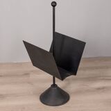 Porte-revues vintage années 80 en métal noir, design porada arredi