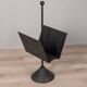 Porte-revues vintage années 80 en métal noir, design porada arredi