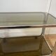 Rolling serving cart in chromed steel and smoked glass, 70s design