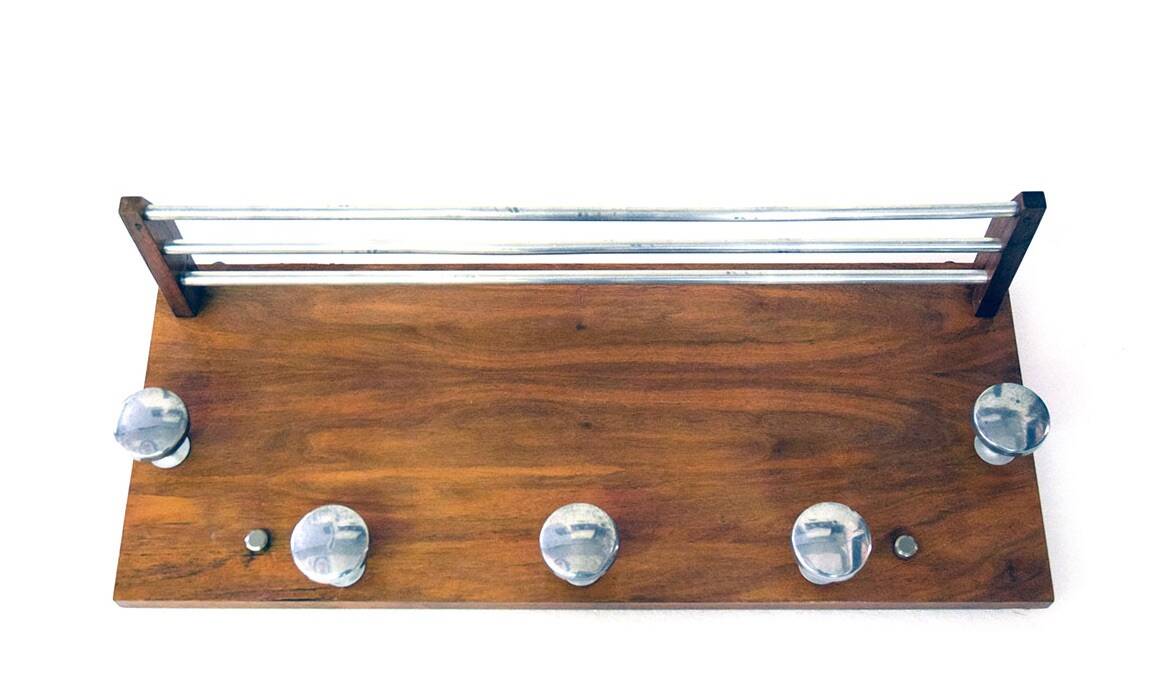 Wall Coat/hat Rack In Bauahus Style, 1950s