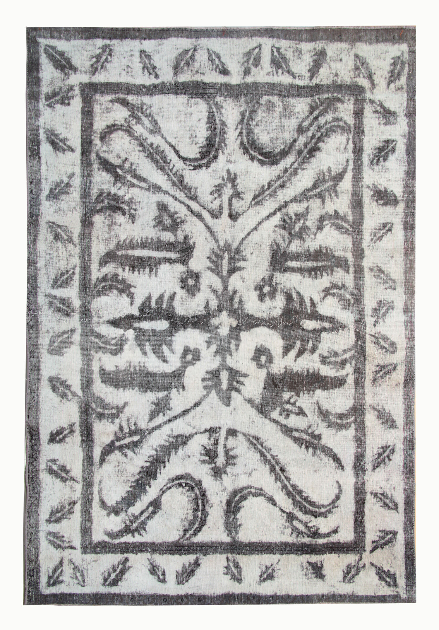 Oriental overdyed vintage persian area rug handmade wool carpet- 200x290cm